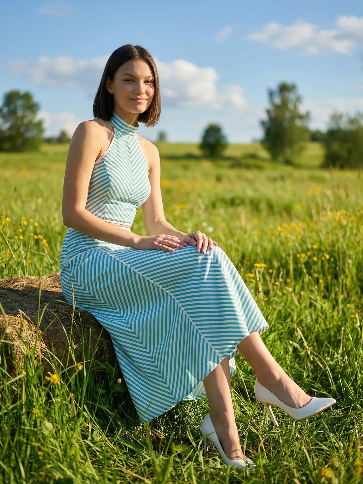 Hallie Halter Crop Top & Midi Skirt Set