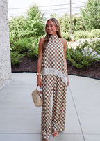Corinne Checkered Lace Top