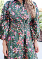 Naomi Floral Belted Button Dress