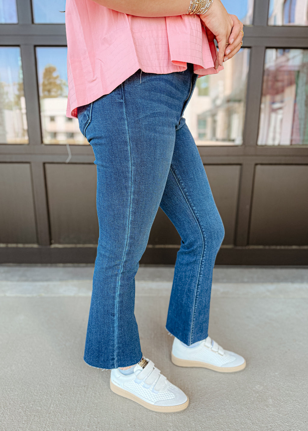 Cropped Denim Flare Jeans