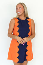 Ellie Scalloped Colorblock Shift Dress