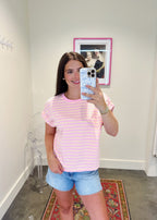 Zoe Striped Easy Knit T-Shirt Top