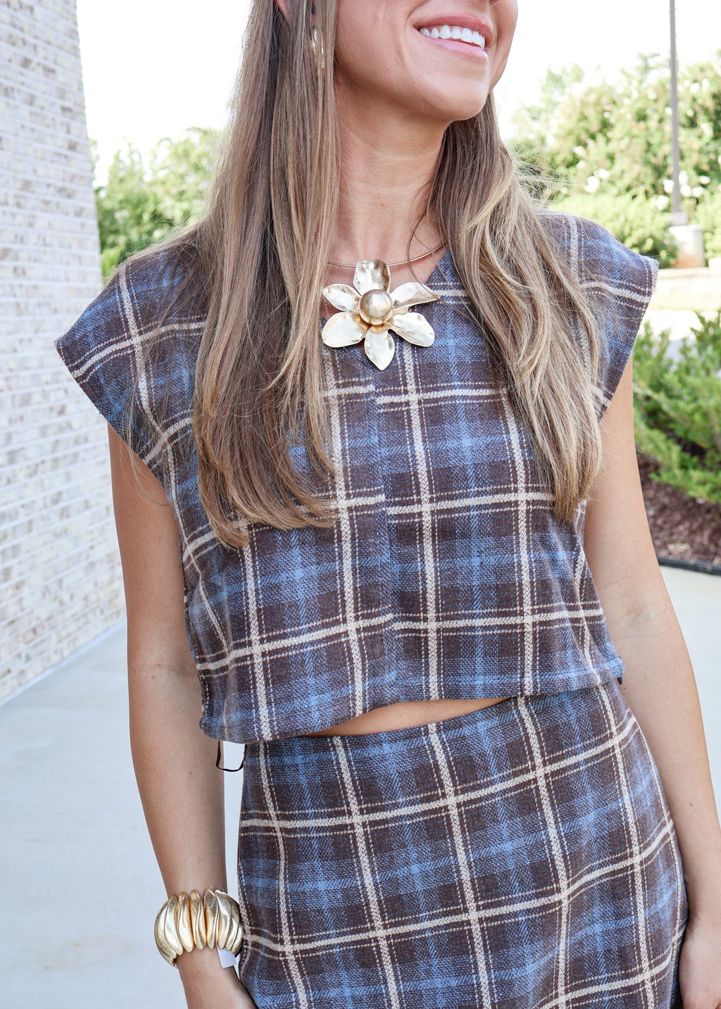 Paulina Plaid Cropped Top