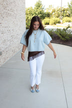 Cropped Denim Flare Jeans