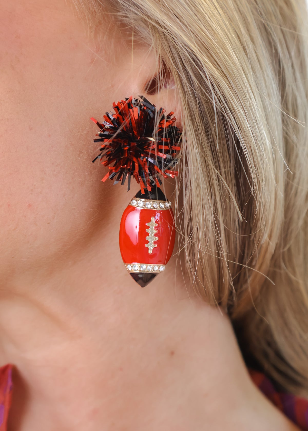 Pompom & Football Earrings