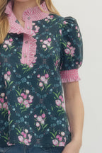 Kinsley Floral Contrast Trim Top