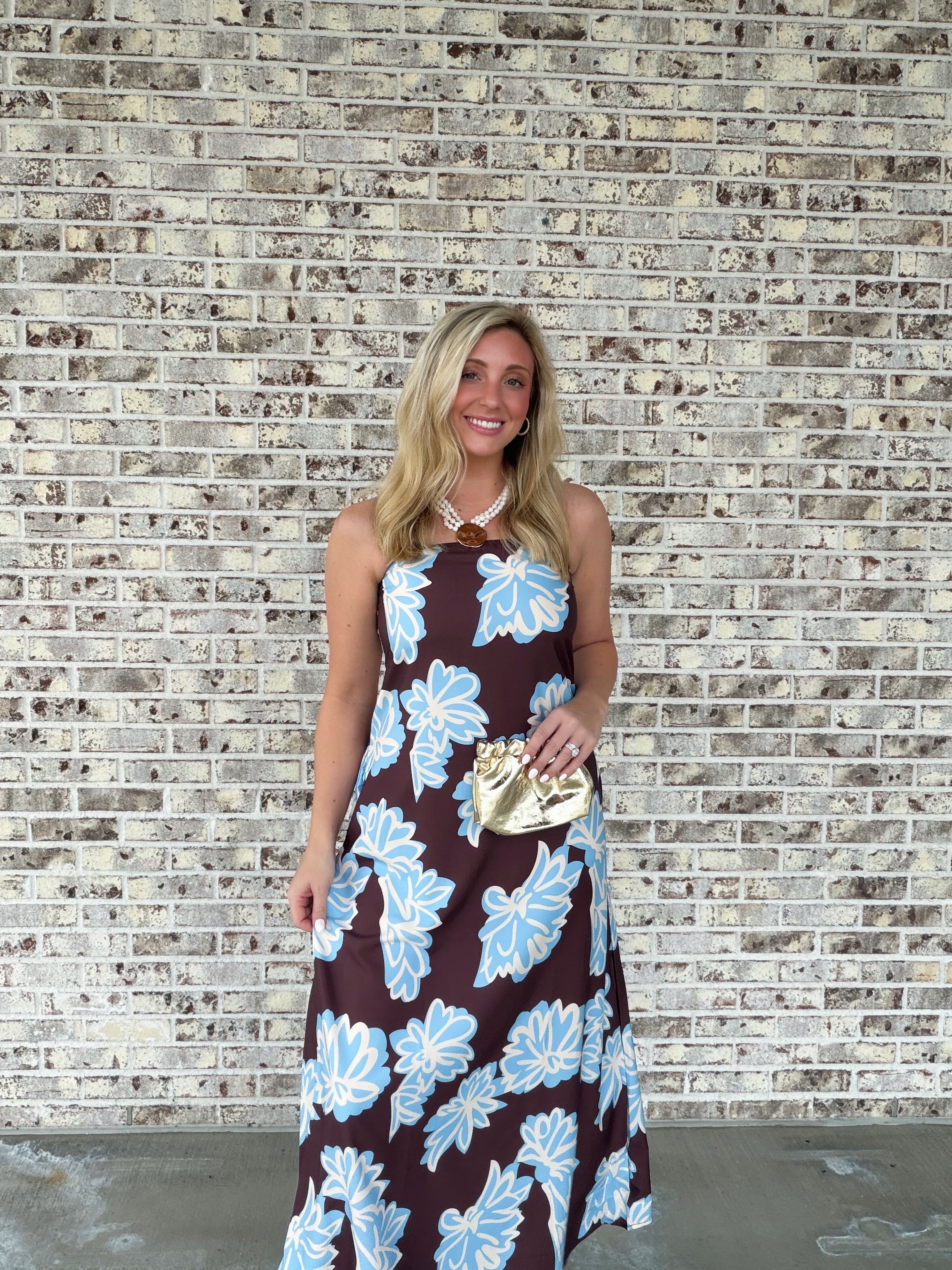 Thalia Desert Bloom Strapless Maxi Dress