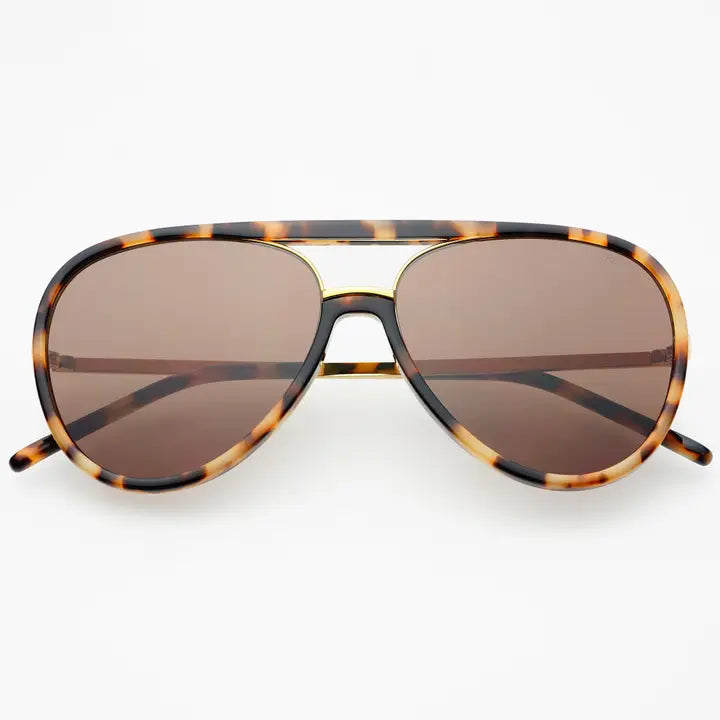 Shay Aviator Sunglasses - Milky Tortoise Brown