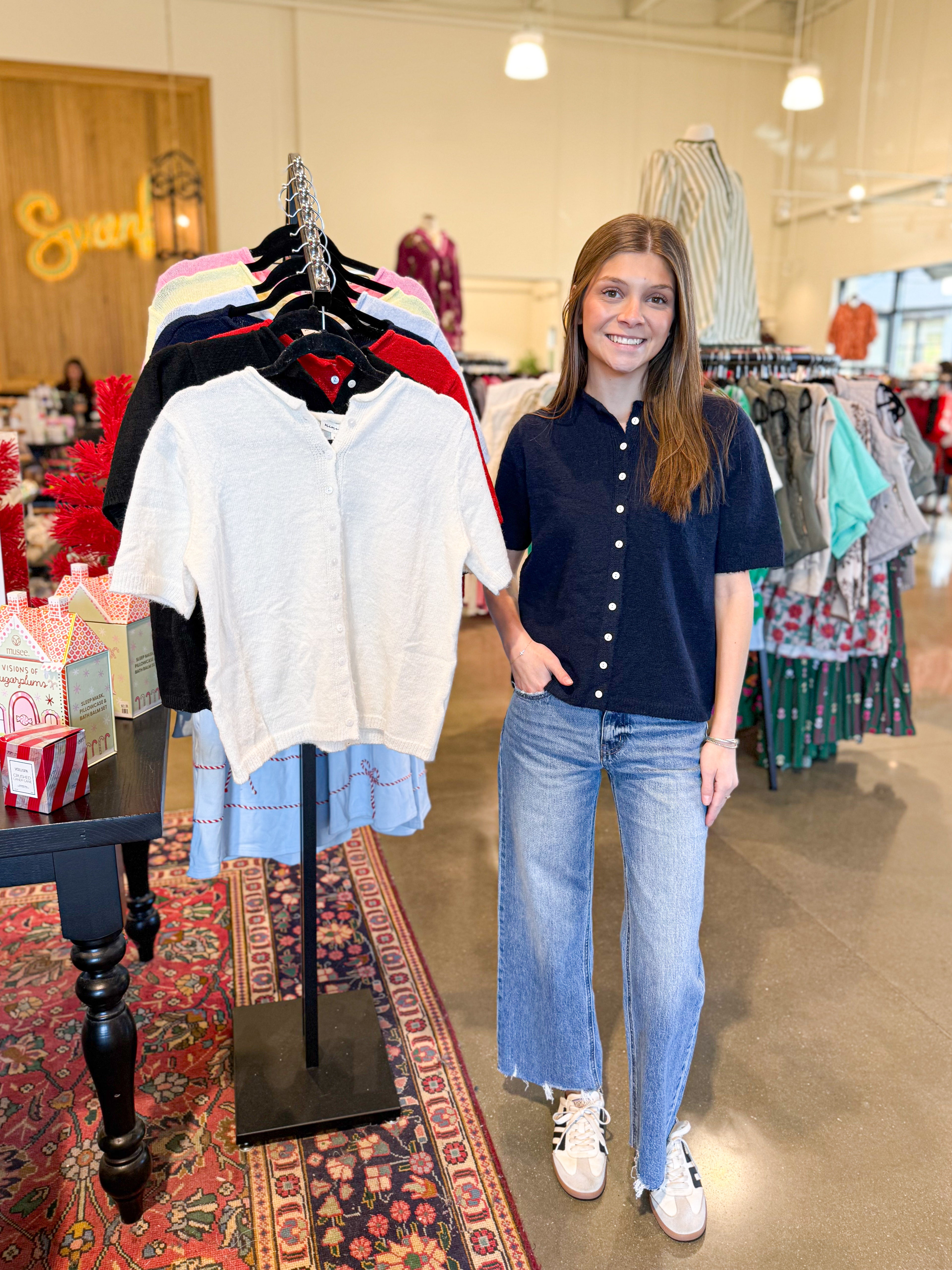 Short Sleeve Button Cardigan