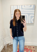 Short Sleeve Button Cardigan