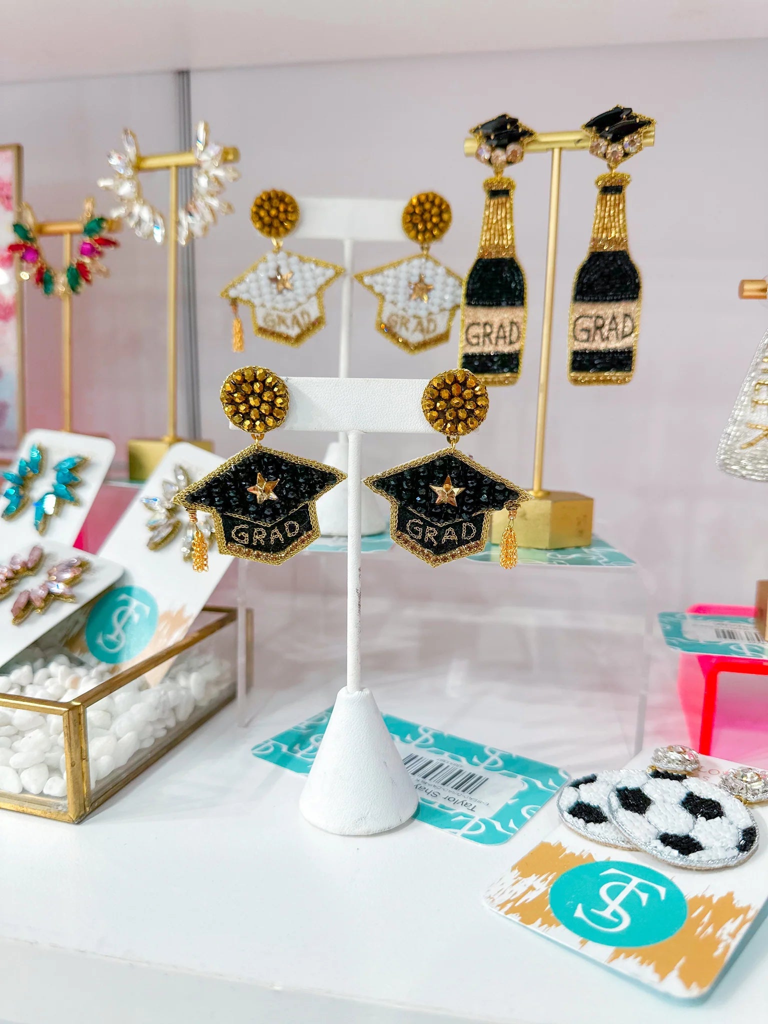 Beaded Grad Cap Earrings