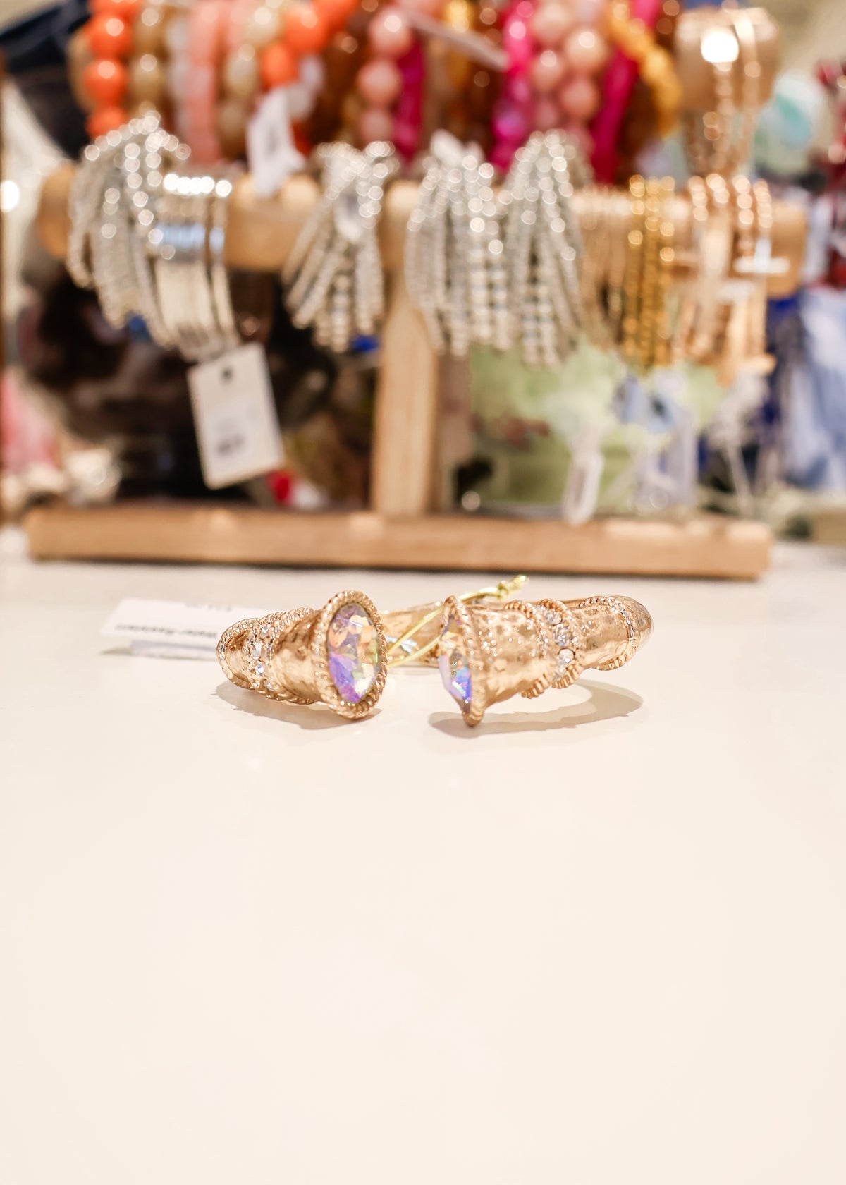 Mia Crystal End Hammered Hinge Bracelet