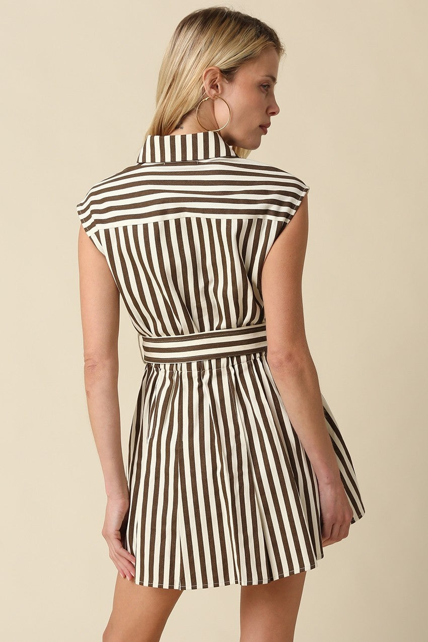belted mini dress Ami Sleeves This Rue Aquarelle Mini Dress envelops you in its luxurious jacquard fabric Mia Striped Belted Mini Dress