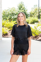 Delaney Lace Trim Satin Top
