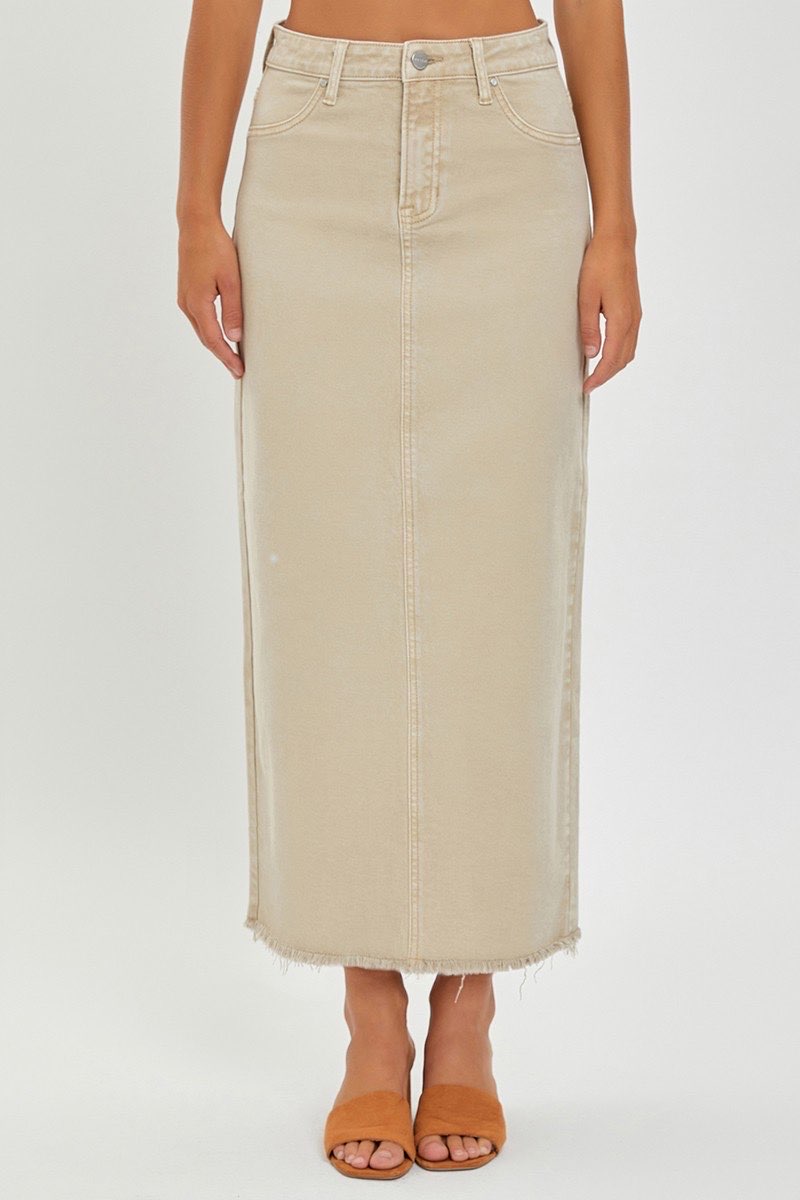 High Rise Maxi Denim Skirt