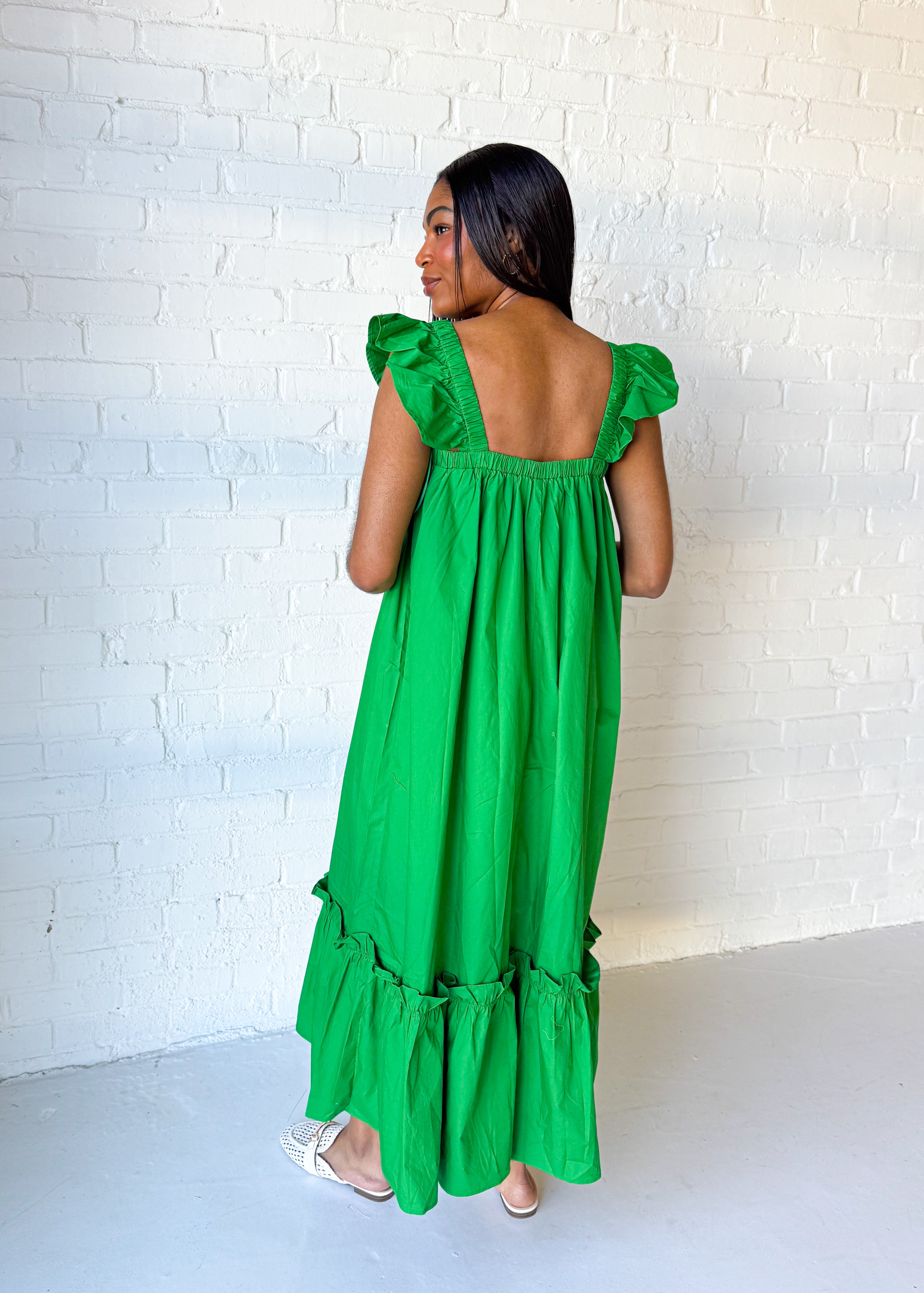 Sway Ruffled Cap Sleeve Midi Dress