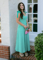 Braelyn Striped Bow-Strap Maxi Dress