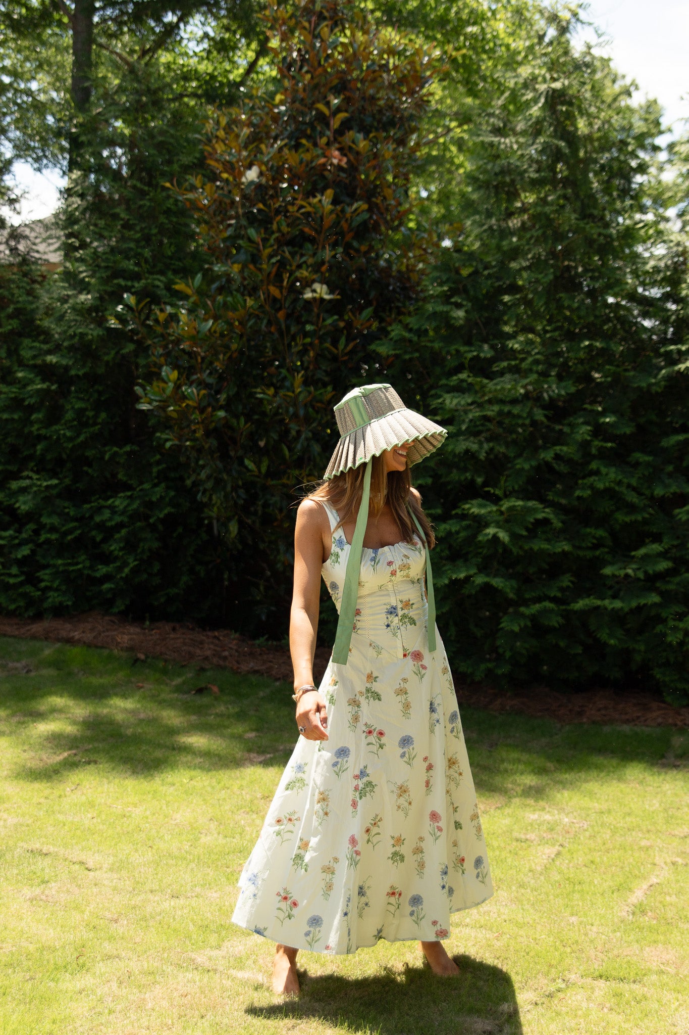 Marigold Floral Corset Midi Dress