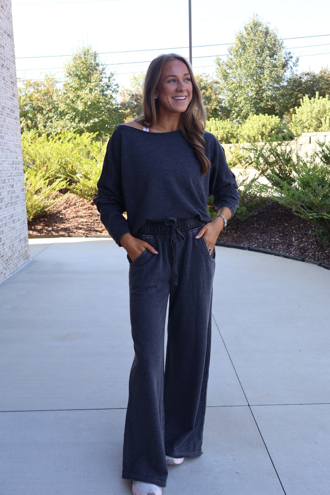 Mineral Washed Everyday Wide Leg Pants