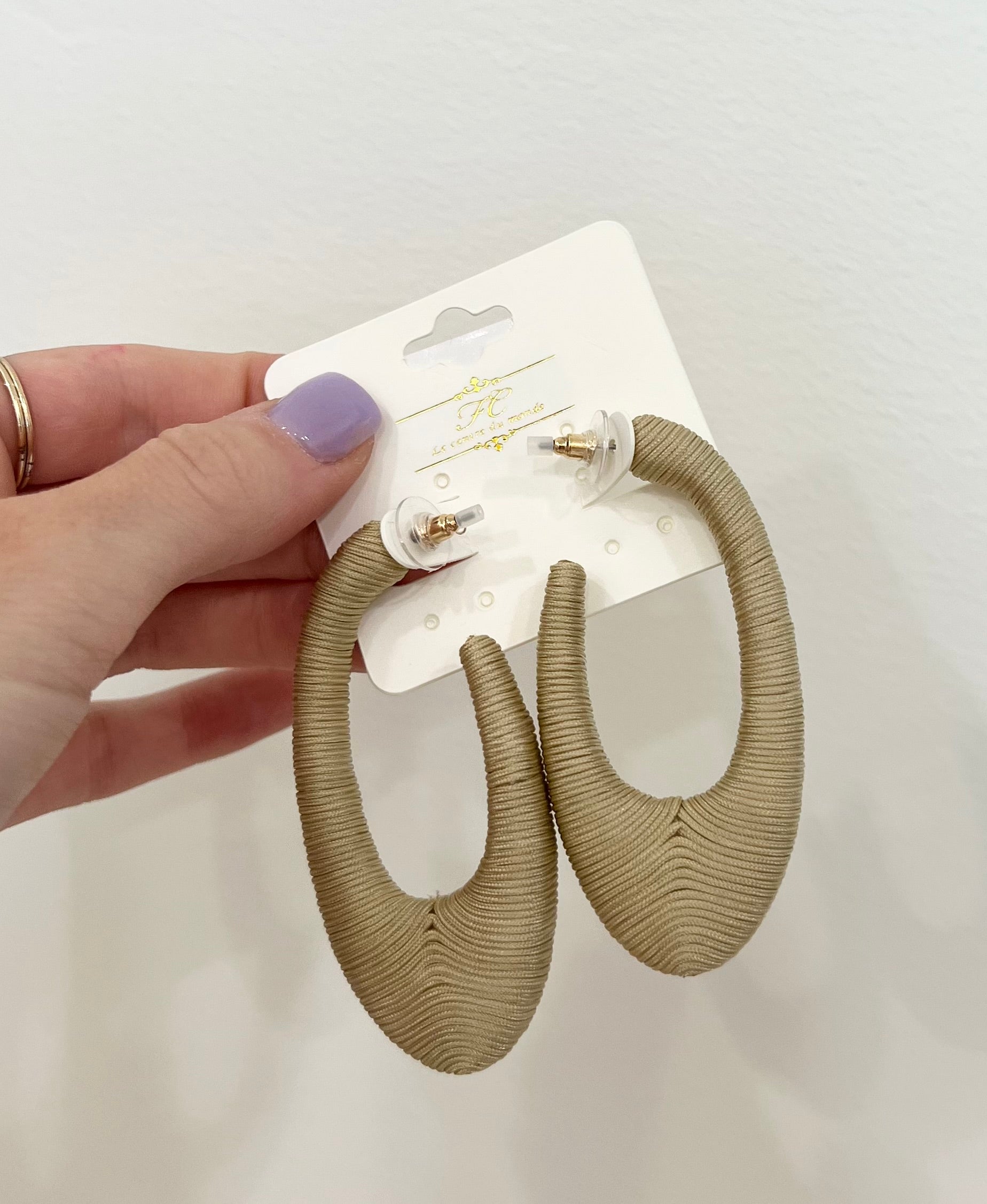 Wrapped Thread Open Oval Hoops