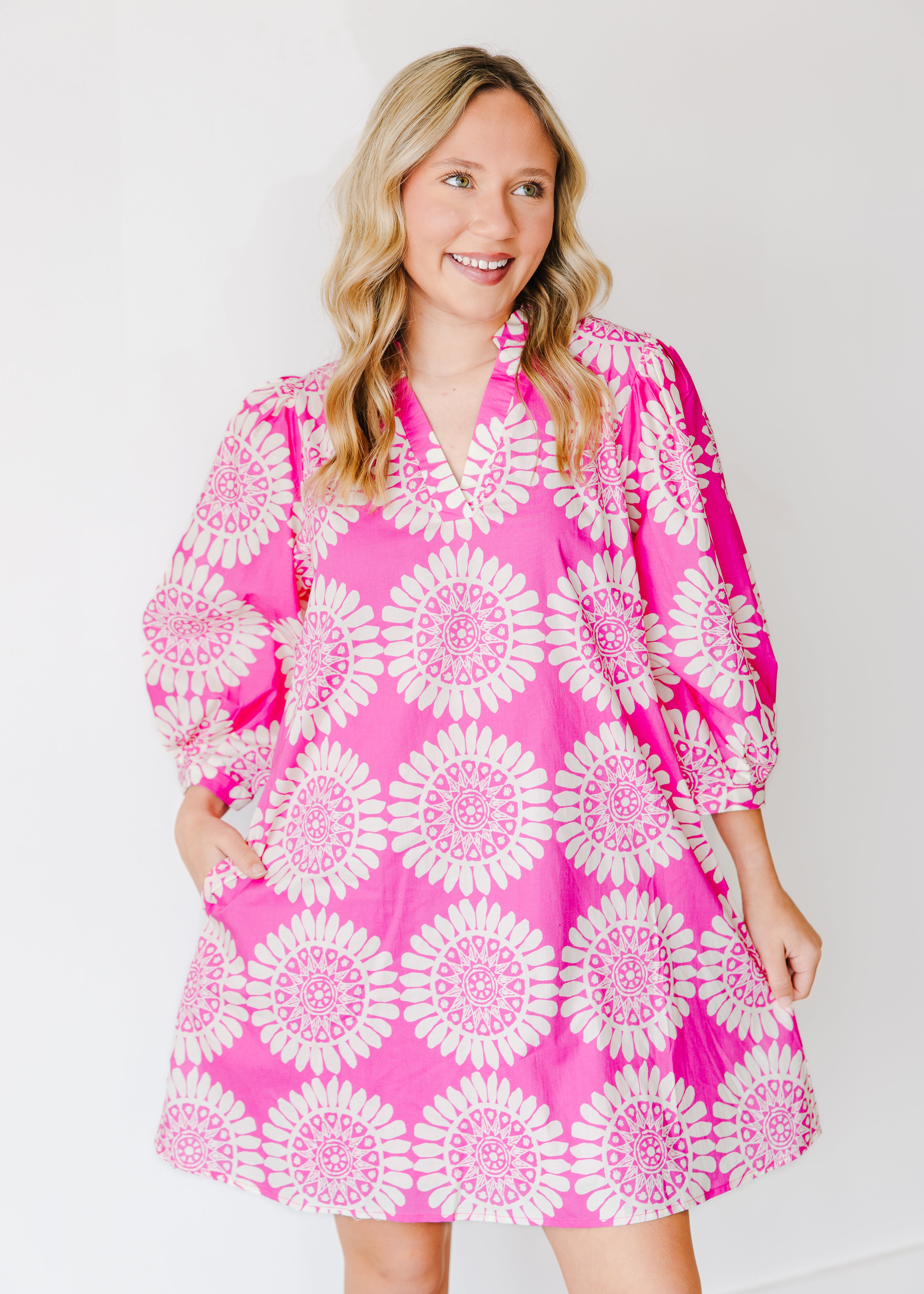 Elowen Medallion Puff Sleeve Dress