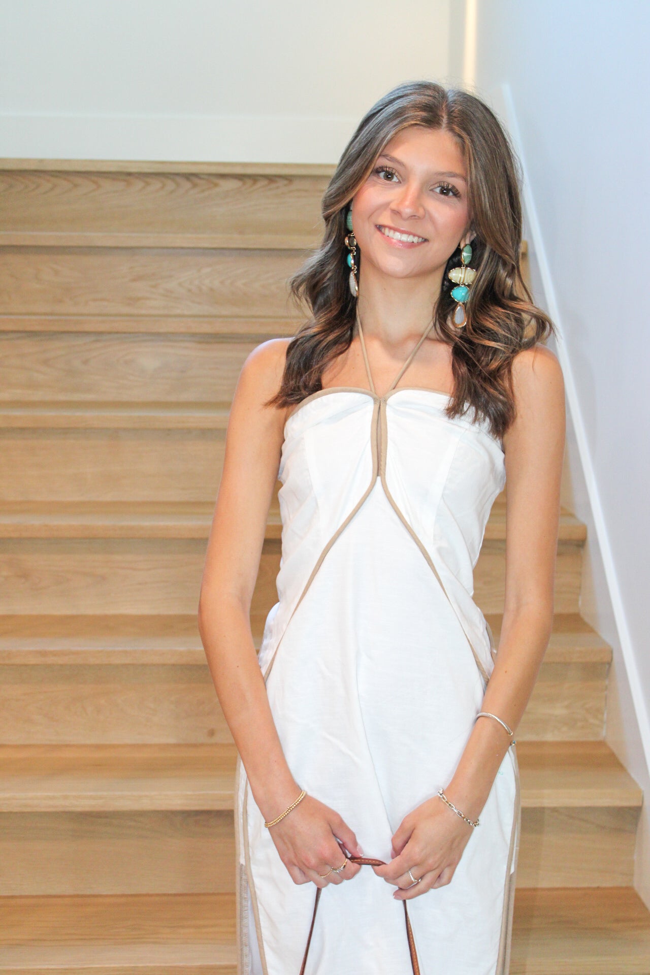 Sabrina Contrast Trim Halter Midi Dress