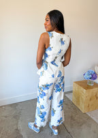 Floral Print Sleeveless Peplum Top