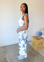 Floral Print Sleeveless Peplum Top