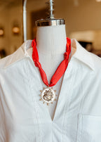 Bulldog Round Pendant Scarf Necklace