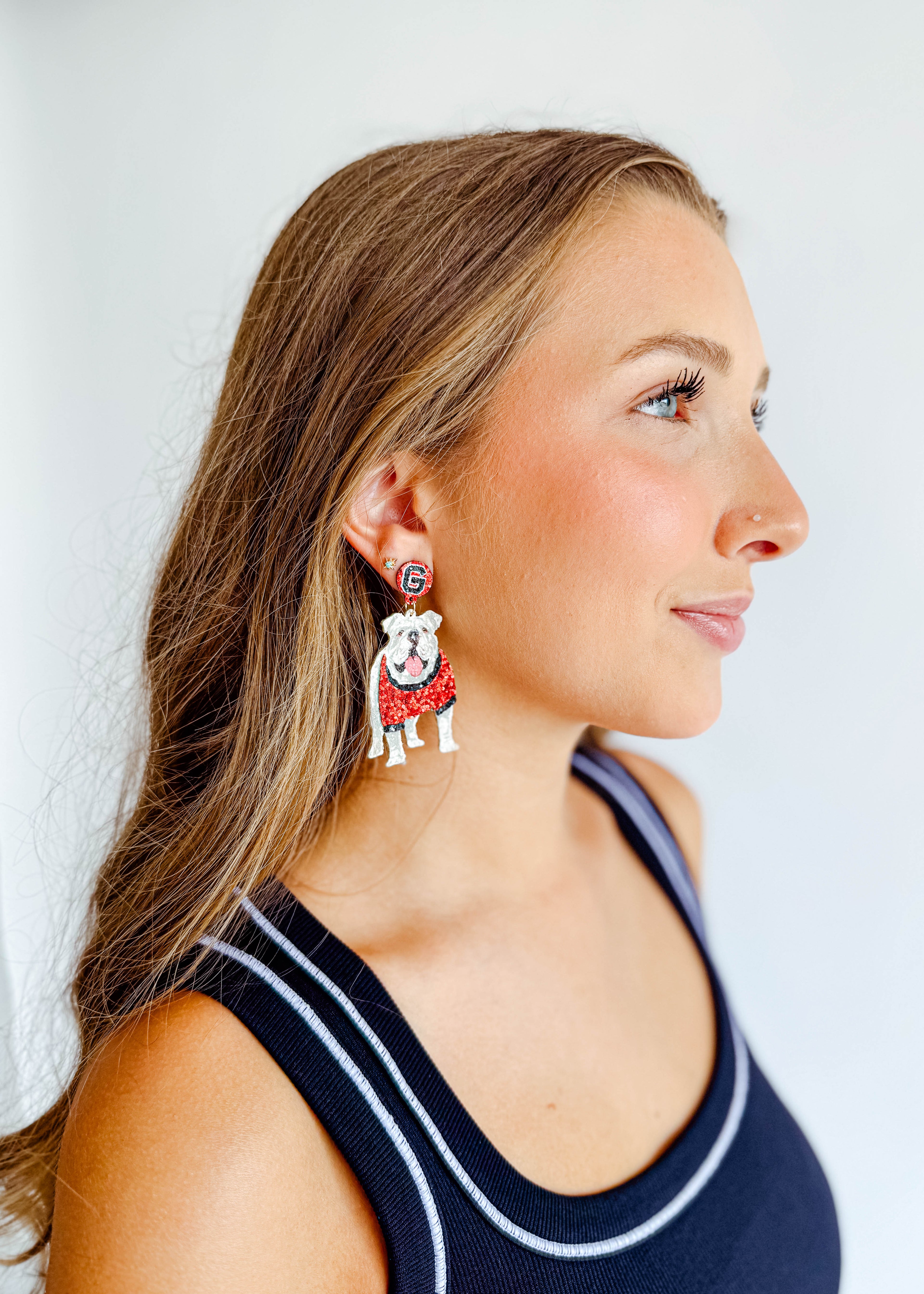 Georgia Bulldog Glitter Earrings