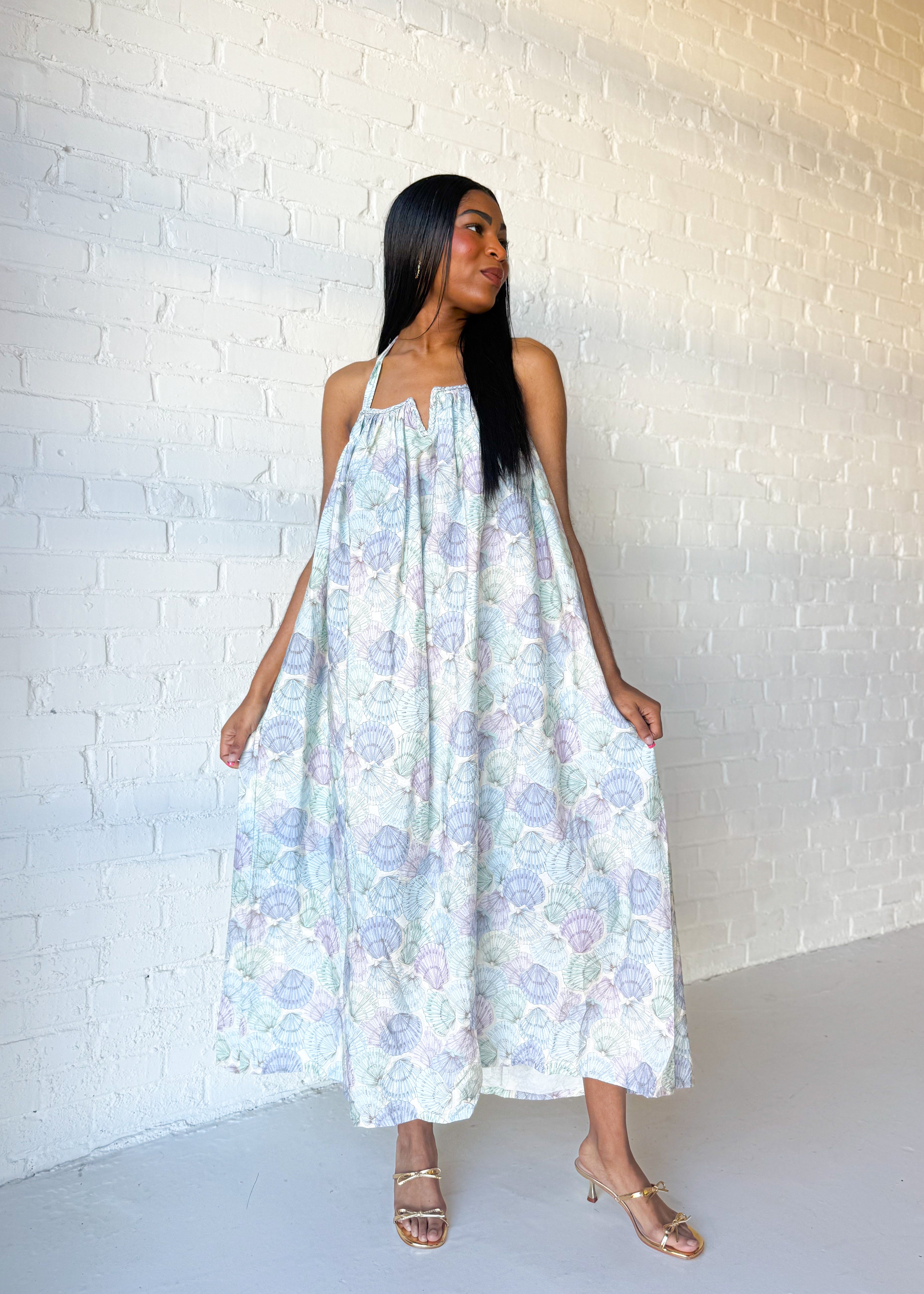 Cove Printed Open Back Halter Midi Dress The Swank Company Cove Printed Open Back Halter Midi Dress The Swank Company