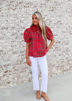 Alina Plaid Puff Sleeve Blouse