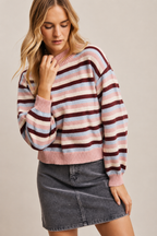 Ava Striped Mock Neck Knit Sweater
