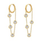 Paris Gold Chain Drop Earrings – Crystal Bezel Hoop Drops