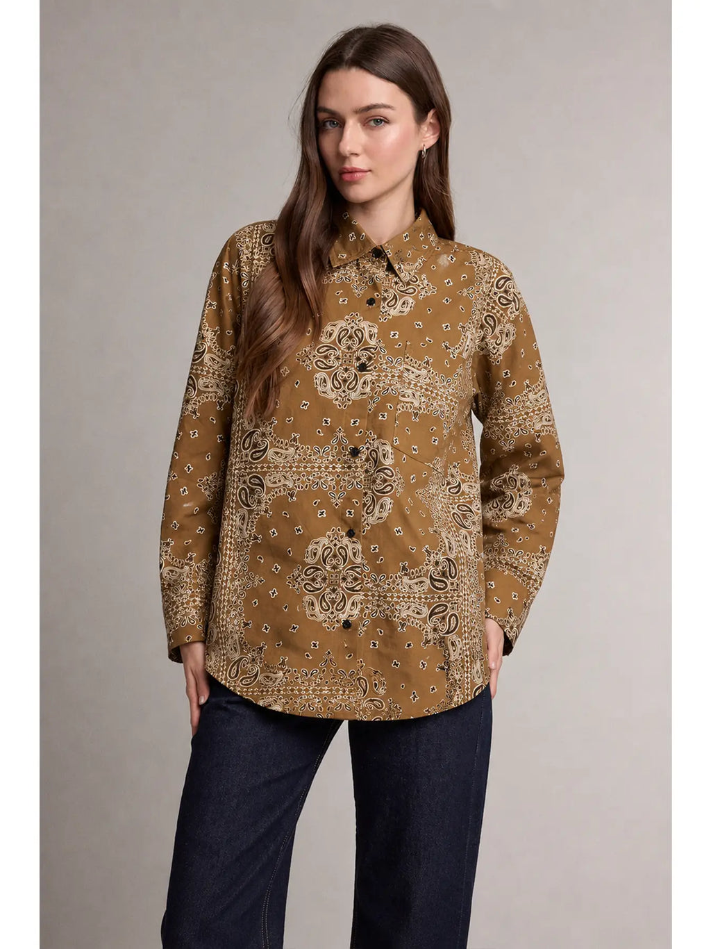 Bandana Print Button-Up Shirt