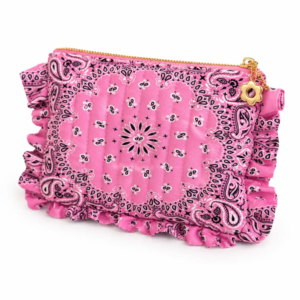 Bandana Ruffle Quilted Cosmetic Pouch