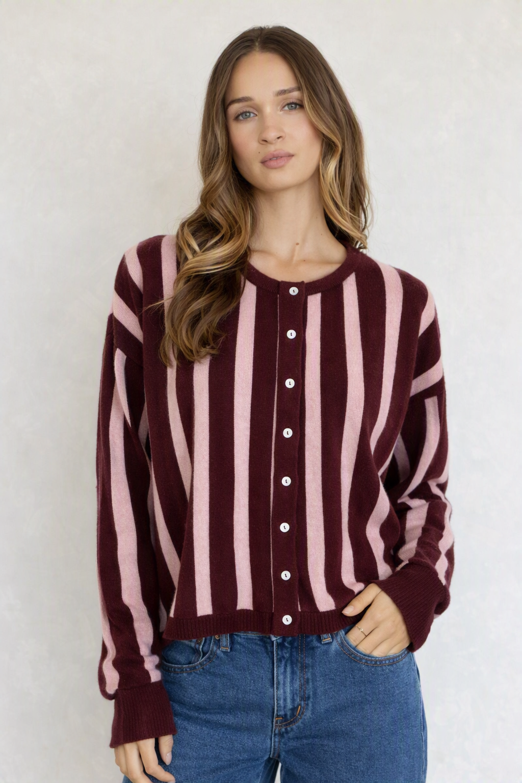 Karlie Vertical Stripe Cardigan
