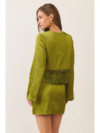 Shelby Satin Fringe Hem Top
