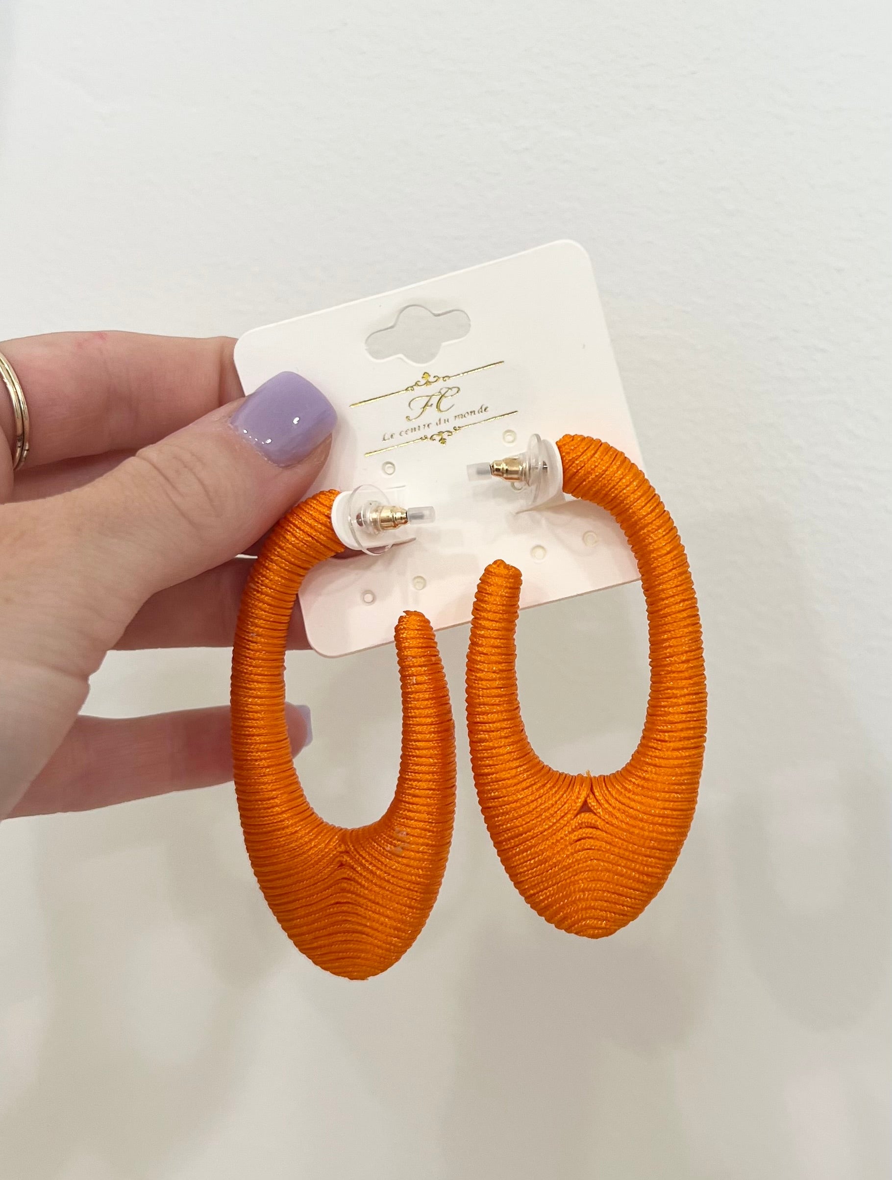 Wrapped Thread Open Oval Hoops