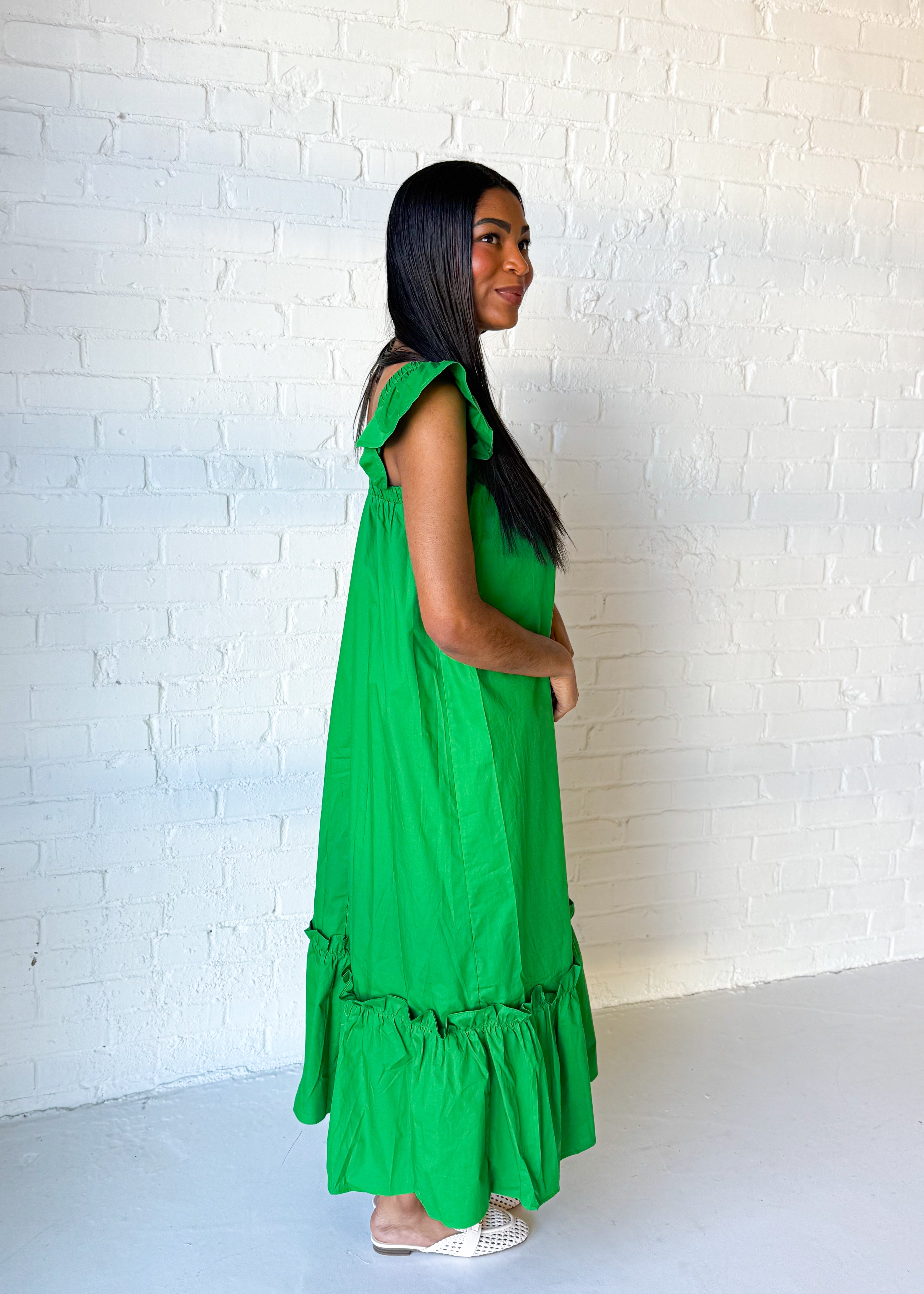 Sway Ruffled Cap Sleeve Midi Dress