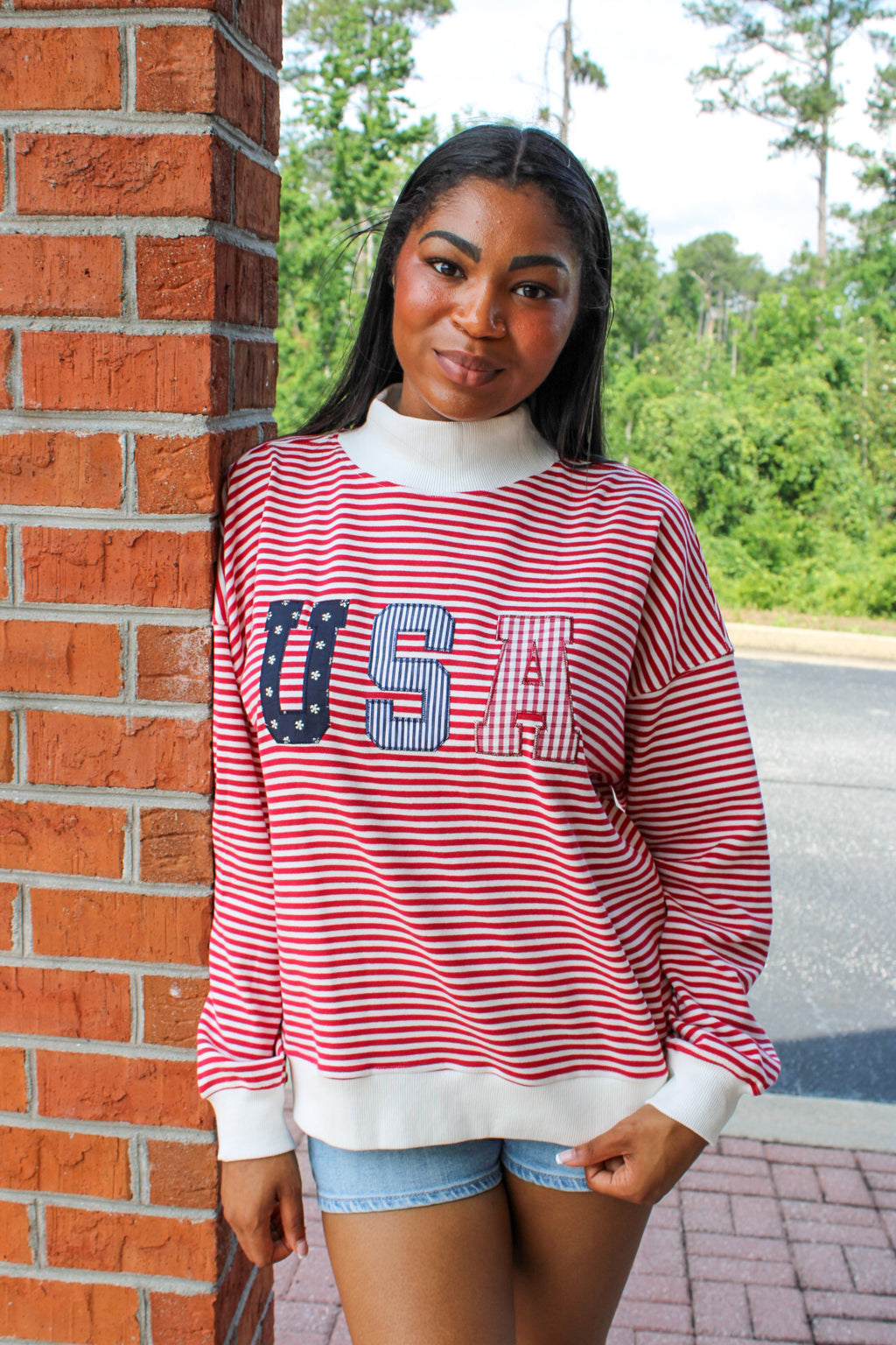 Mock Neck USA Sweatshirt