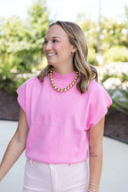 Marina Mock Neck Top in Baby Pink