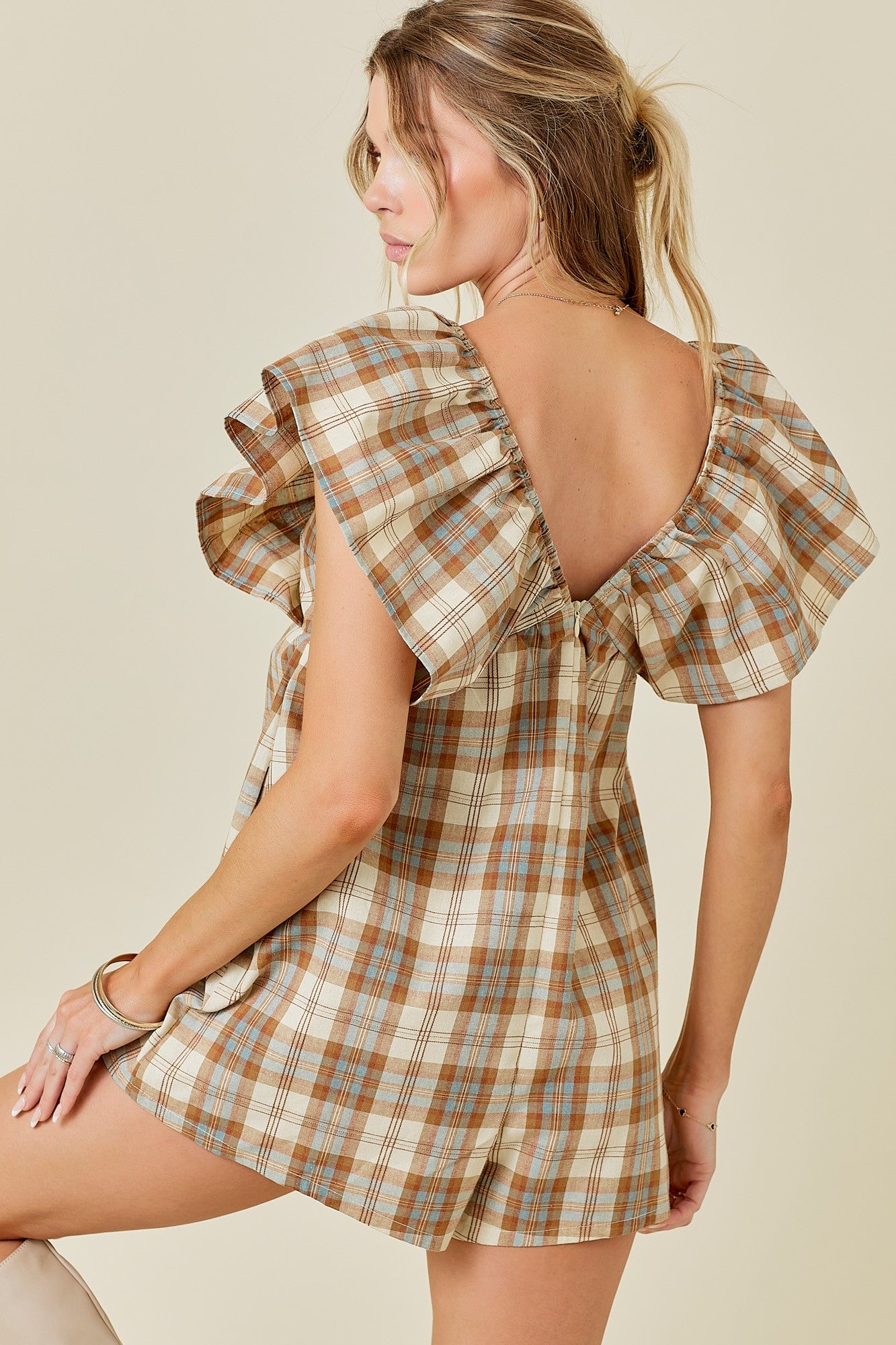 Giselle Plaid Ruffle Romper