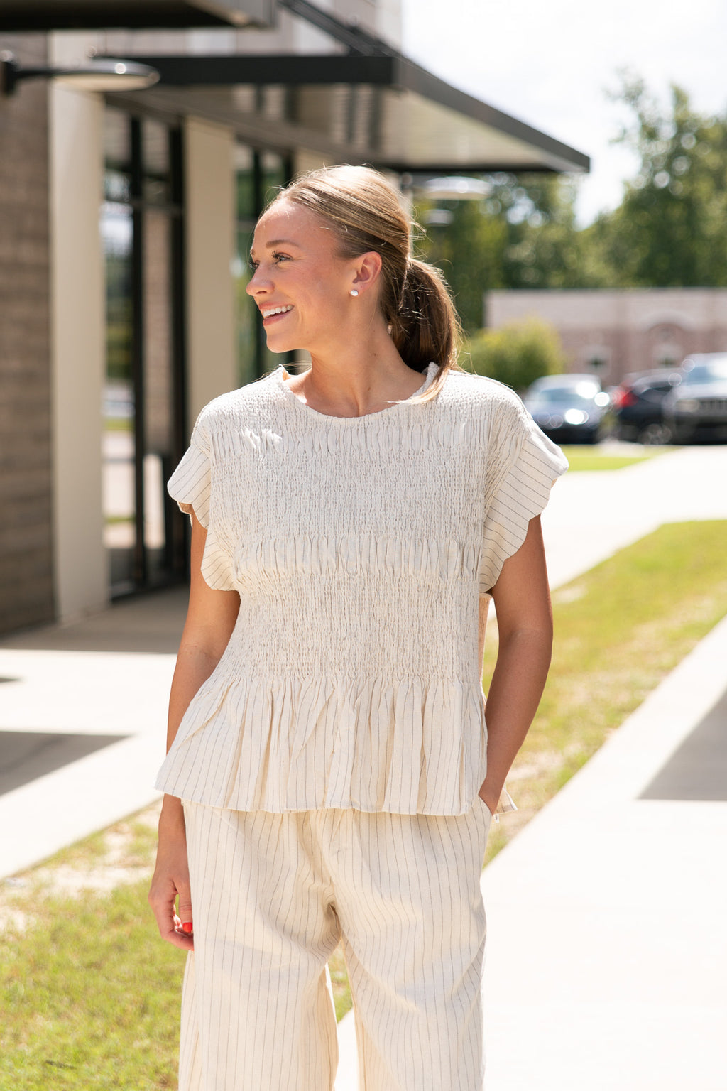 Talia Pinstripe Top
