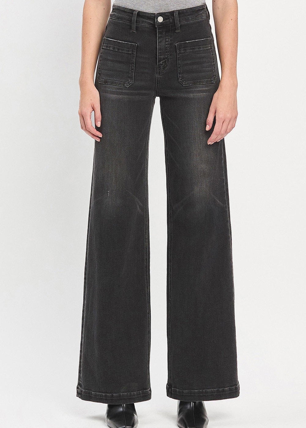 High Rise Patch Pocket Jeans