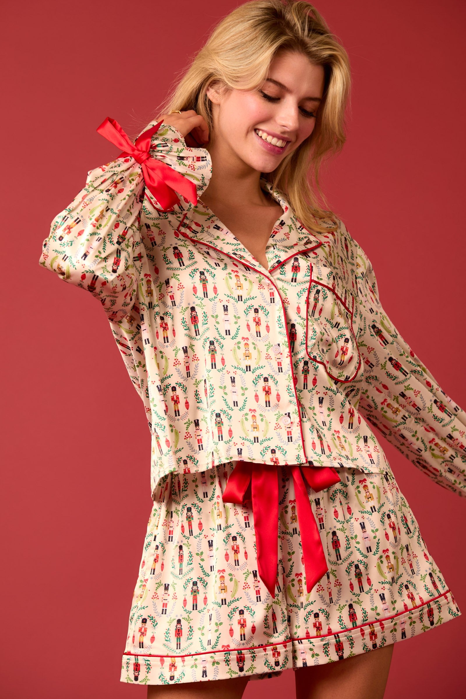 Nutcracker Ribbon Trim Pajama Set