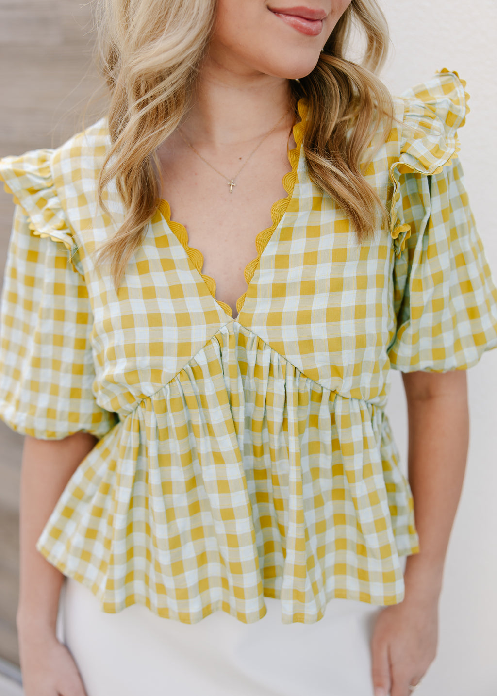 Gracie Gingham Ruffle Top