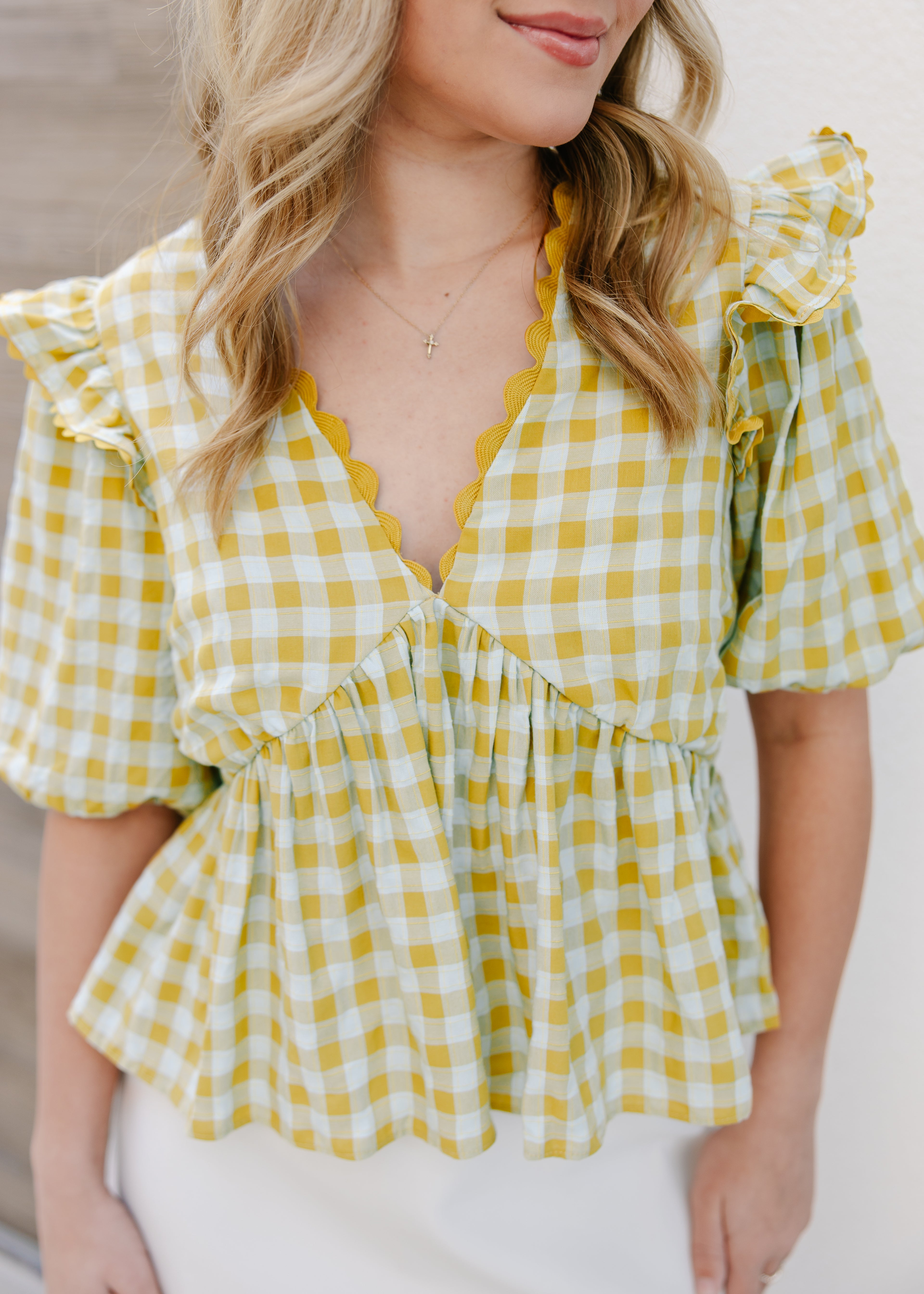 Gracie Gingham Ruffle Top