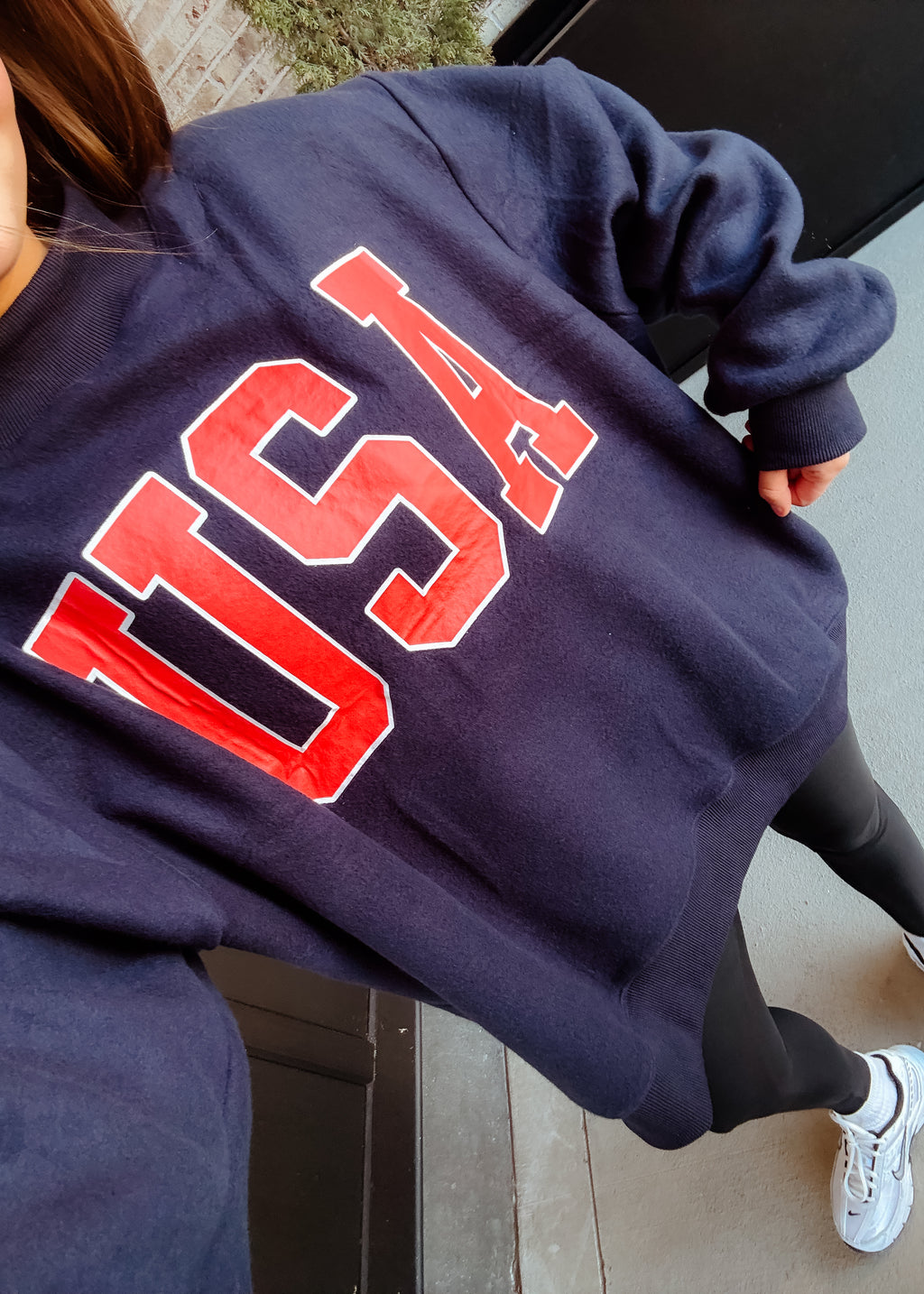 USA Flag Print Reversible Sweatshirt