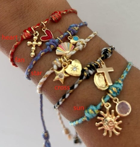 Colorful Cord Charm Bracelet